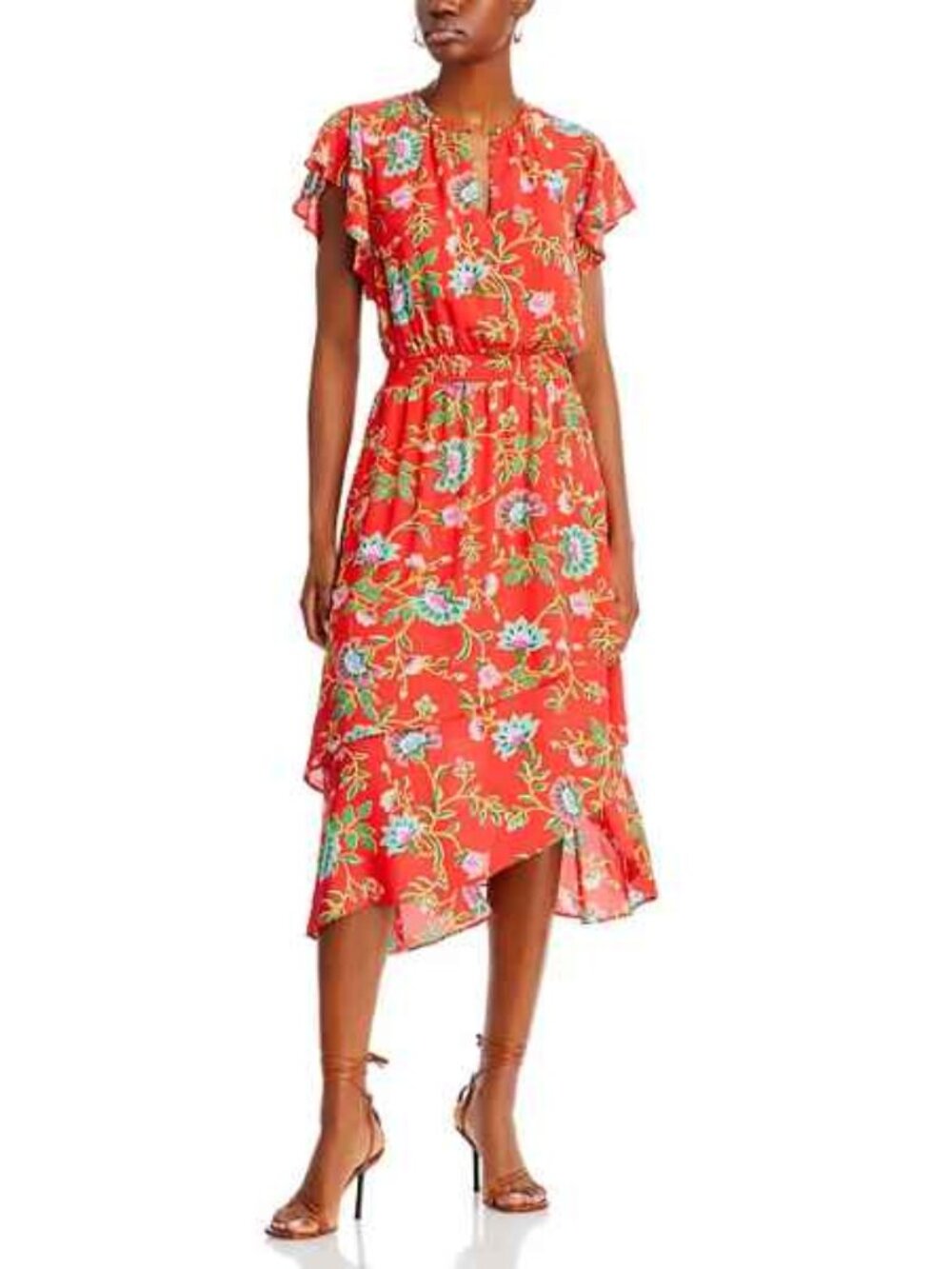 NWT Women's T-Tahari Hibiscus Floral Print Midi Dress Red Size XS